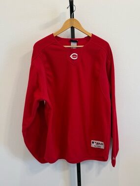 Vintage Majestic MLB Cincinnati Red’s Baseball Fleece Warm Up Crewneck 90s